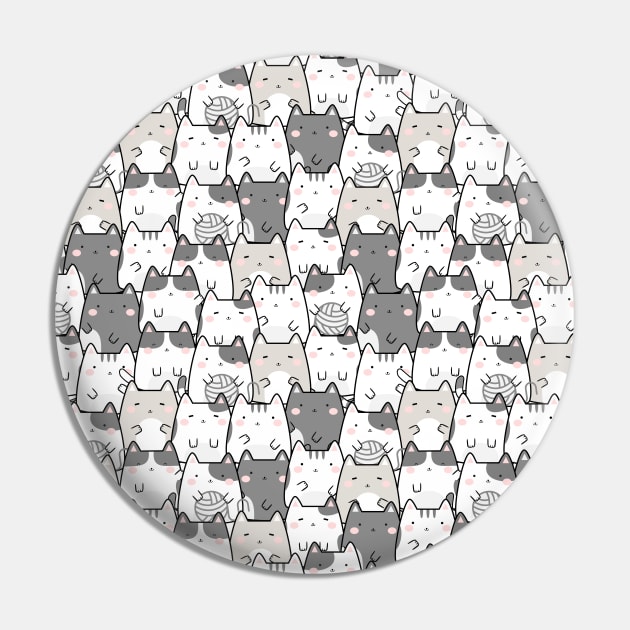 Seamless Pattern Cute Kawaii Cats Pin by jodotodesign