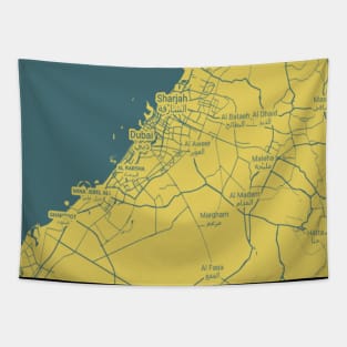 Dubai yellow map Tapestry