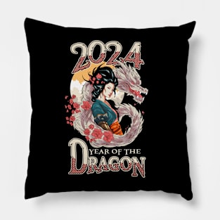 Chinese New Year of the Dragon 2024 Geisha Dragon Pillow