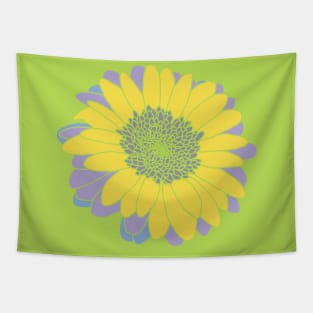 Yellow Gray and Purple Flower Drawing Tapestry