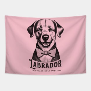 Labrado - Tail-waggingly awesome, Monochrome Vintage design Tapestry