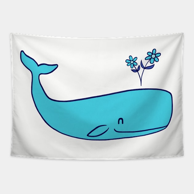 Peace Whale Blue Tapestry by Terry Fan