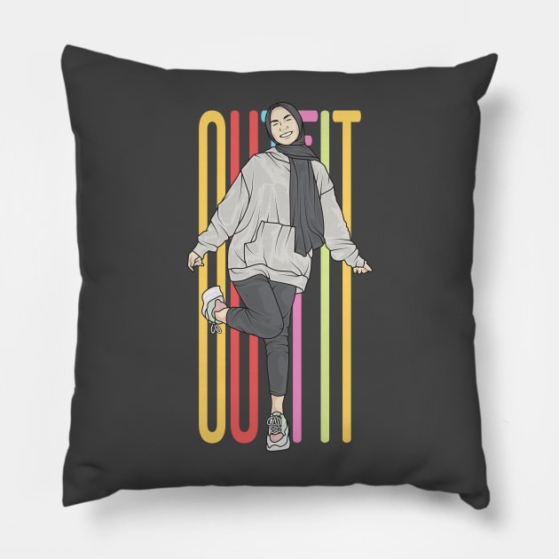 Hijab Hoodie Lady Pillow by crissbahari