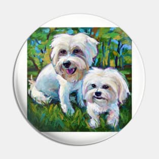 Cute Maltese Pups in the Park Pin