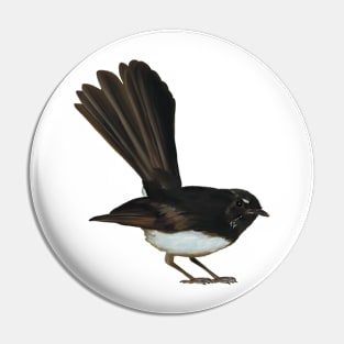 Australian Willie Wagtail illustration, Willy Wag Tail artwork, cute little bird, backyard bird art Pin