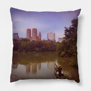 Central Park Boat Skyscrapers Manhattan NYC Pillow