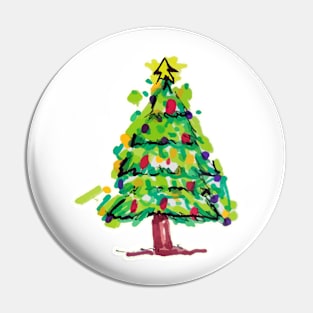 Christmas Tree Colorful Illustration Pin