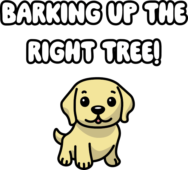 Barking Up The Right Tree: Cute Golden Retriever Kids T-Shirt by CallamSt