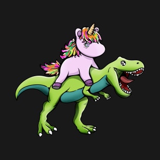 Unicorn Riding Dinosaur T-Shirt