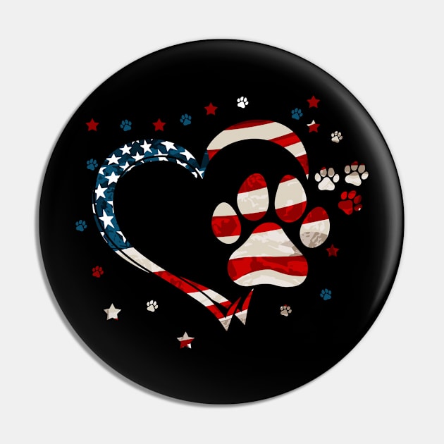 American Flag  Dog & Cat Paw Print - 4th Of July Pin by marisamegan8av