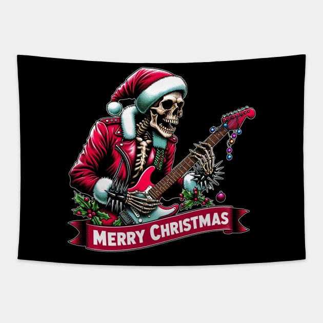 Rockin' Skeleton Santa Tapestry by Doming_Designs