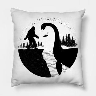 Bigfoot Loch Ness Monster Nessie Silhouette Pillow