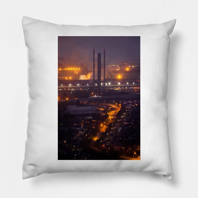 Steel Making at Port Talbot - 2014 Pillow by SimplyMrHill