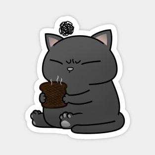 Black Chubby Cat Burnt Toast Magnet