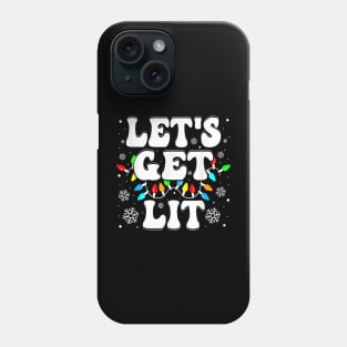 Let's Get Lit Funny Christmas Lights Xmas Pajamas Holiday Phone Case