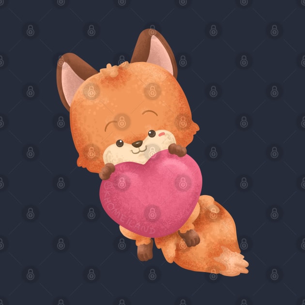 Fox Hugging a Big Heart by Khotekmei