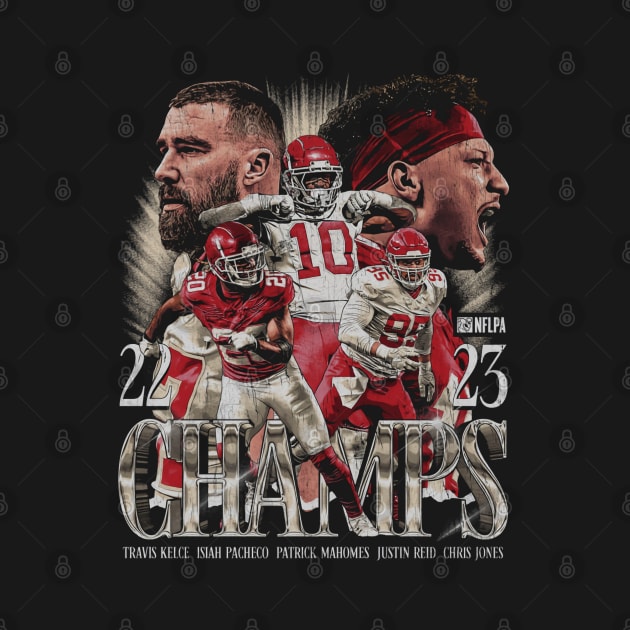 Isiah Pacheco Travis Kelce & Patrick Mahomes Champs Vintage by ganisfarhan