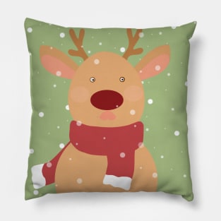 Deer, winter and snow Pillow