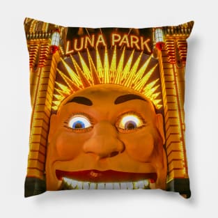 Luna Park Face at Night, Sydney, NSW, Australia Pillow