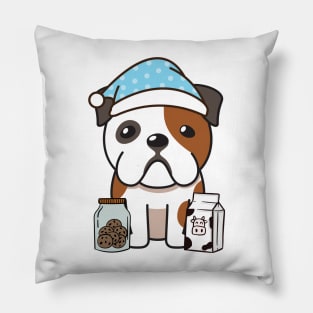 Funny Bulldog is having a midnight snack Pillow