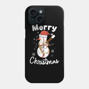 Merry Christmas Snowman Playing Baseball for Baseball Fans Phone Case