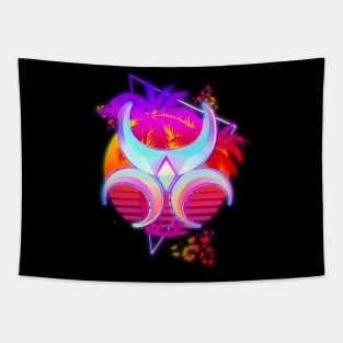 Synthwave Khajiit Emblem Tapestry