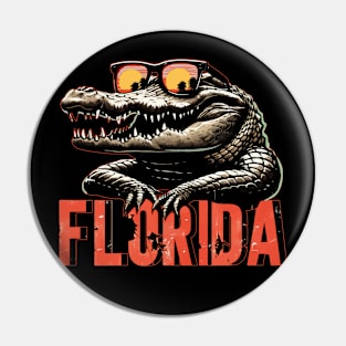 Travel Florida Funny Alligator in Sunglasses Pin