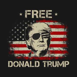 Free Trump American Flag T-Shirt