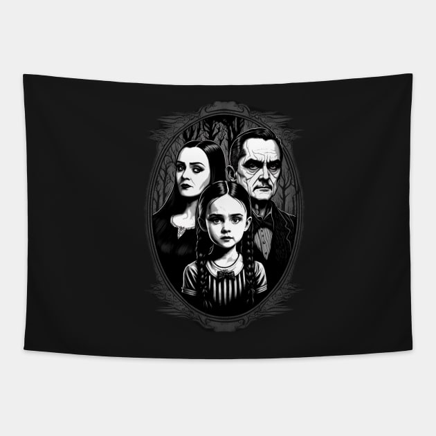 ADDAMS Family, Wednesday-inspired design, Tapestry by Buff Geeks Art