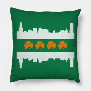 Irish Chicago Skyline Flag Pillow