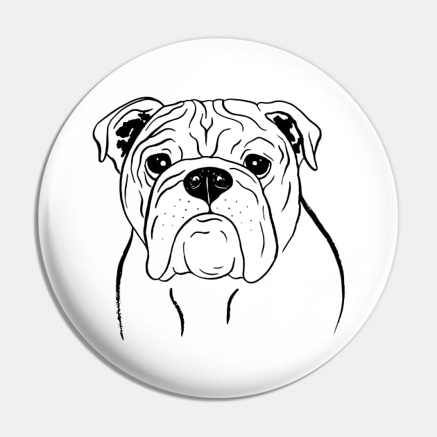 English Bulldog (Black and White) Pin by illucalliart