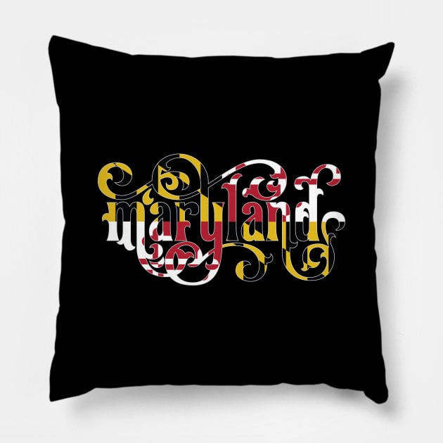 Maryland Script Flag Pillow by polliadesign