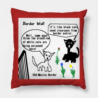 Border Wall illustration (Red Background) Pillow