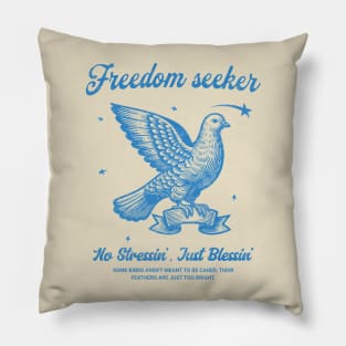 Vintage Freedom Dove T-Shirt - No Stressin, Just Blessin Pillow