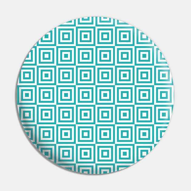 Teal and White Geometric Squares Pattern Pin by dreamingmind