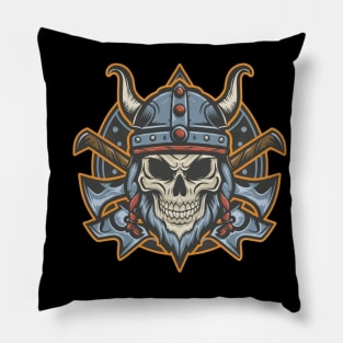 Traditional Vikings Skull Tattoo Pillow