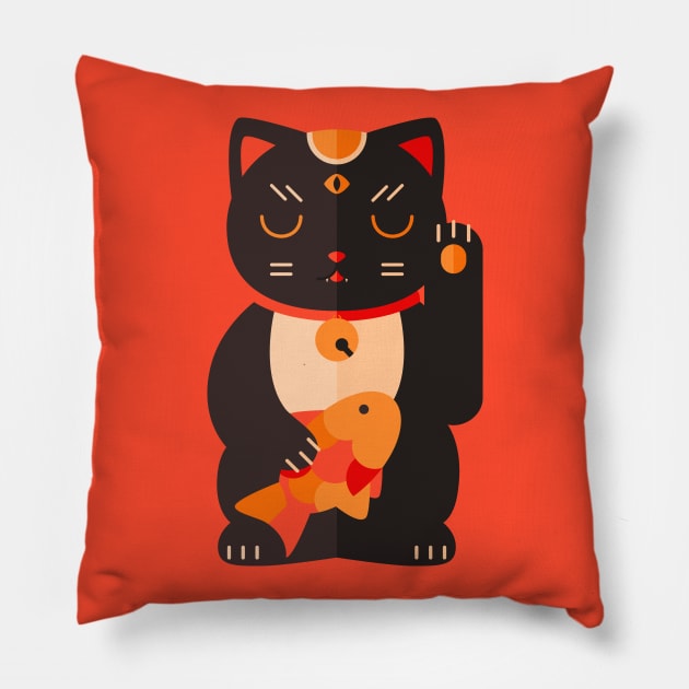 Beckoning Cat Pillow by BadOdds