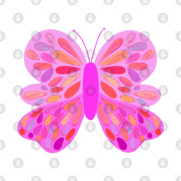 Multicolored pink and orange butterfly by elizabethsdoodles