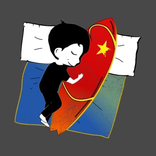 Boy sleeping with surf board T-Shirt