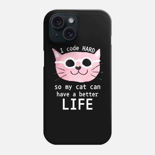 Cat Loving Coder Phone Case by Mey Designs