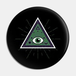 All Seeing eye - black with green eye Pin