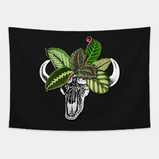 Calatheas crown on cow skull Tapestry