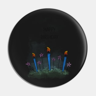 Happy Birthday Candles & Flowers Pin