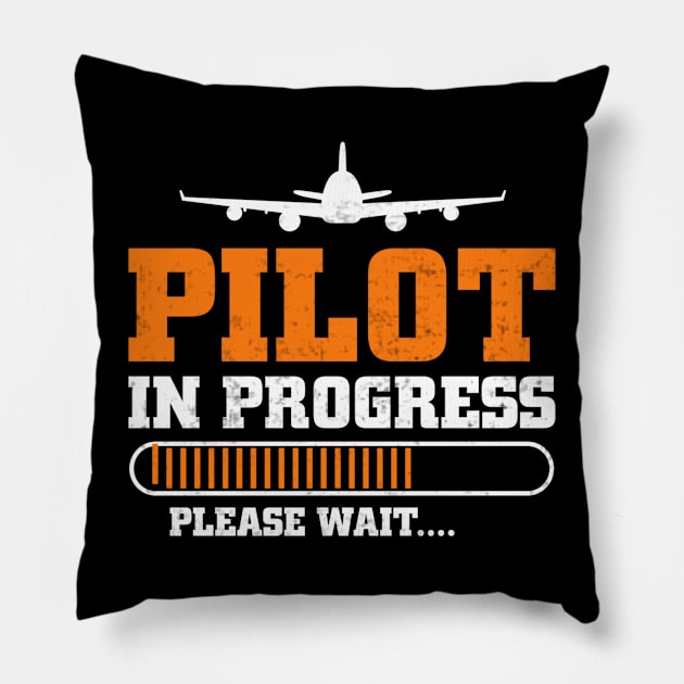 Pilot In Progress Future Pilot Funny Aviation Lover Pillow by Visual Vibes