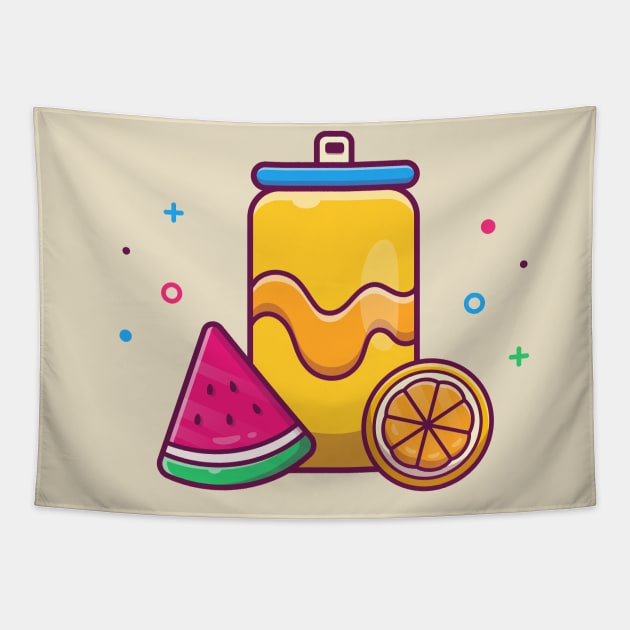 Orange Soda With Watermelon Cartoon Tapestry by Catalyst Labs