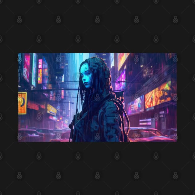 Cyberpunk Neon Ghost Android by Nightarcade