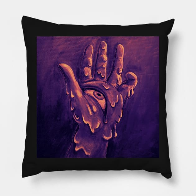 Melting Hand - Surreal Abstract Art - Sunset Variant Pillow by dnacademic