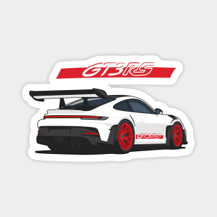 Rear car 911 gt3 rs white red Magnet