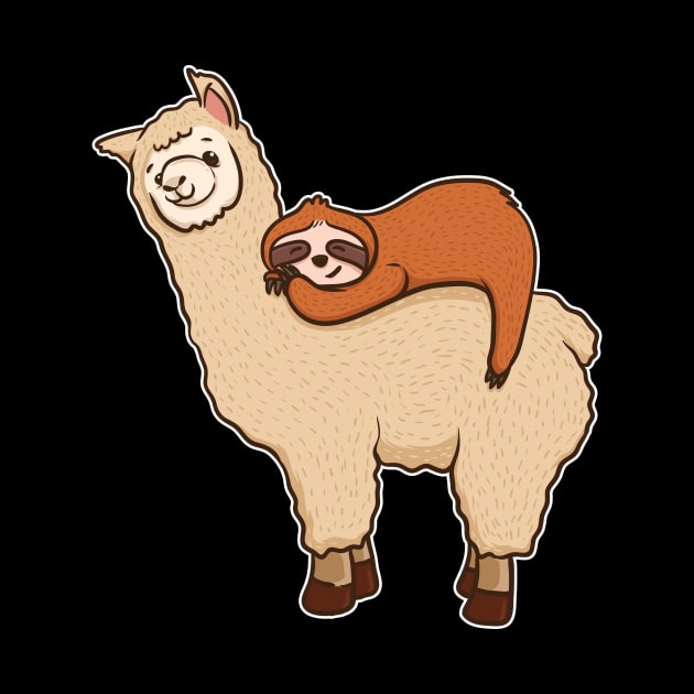 Cute & Funny Sloth Sleeping on Llama Friend by theperfectpresents