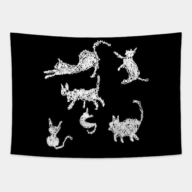 Doodle Scribble Cat Tapestry by Fandie